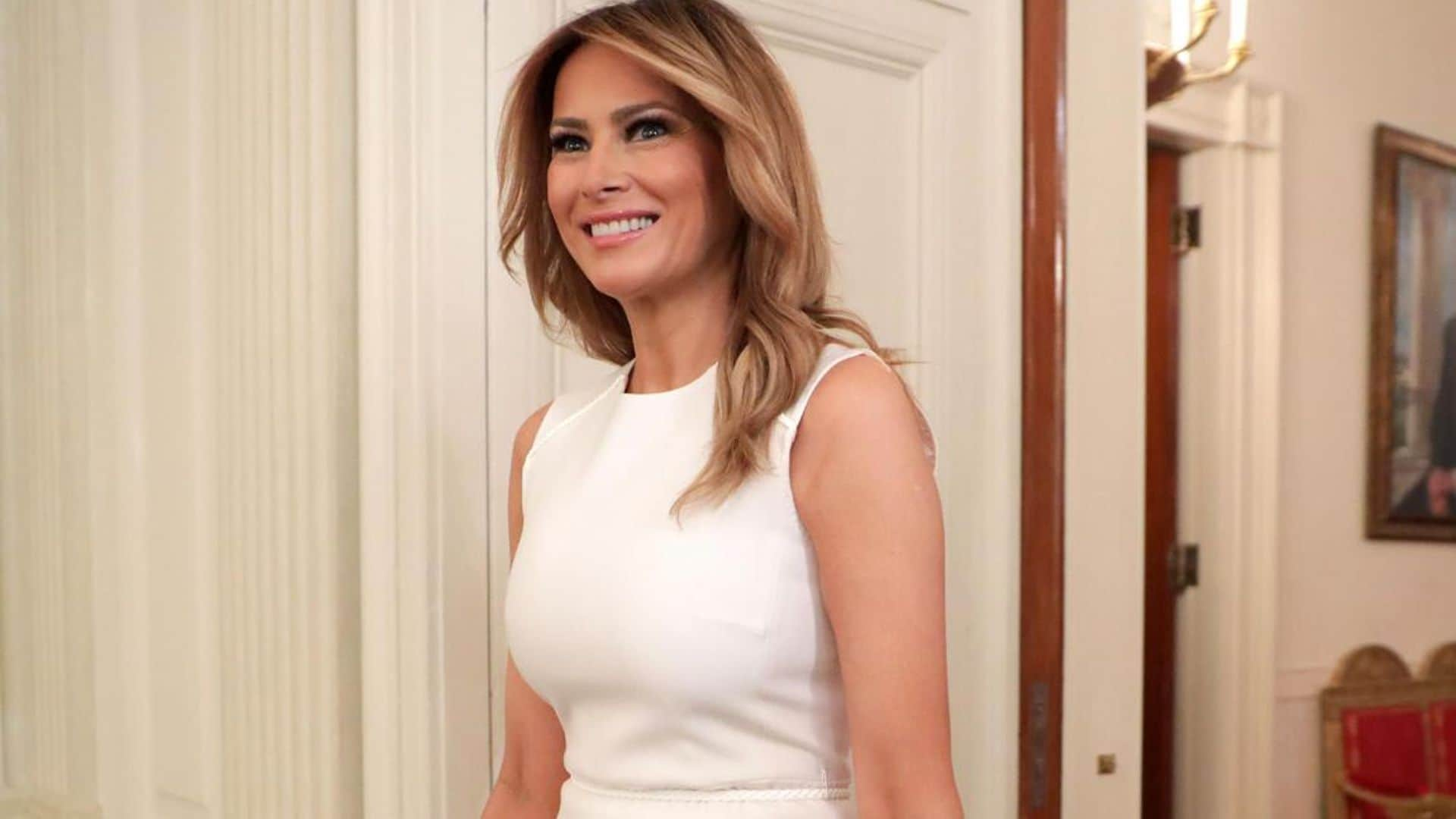 First Lady Melania Trump steps out wearing a face mask for solo trip