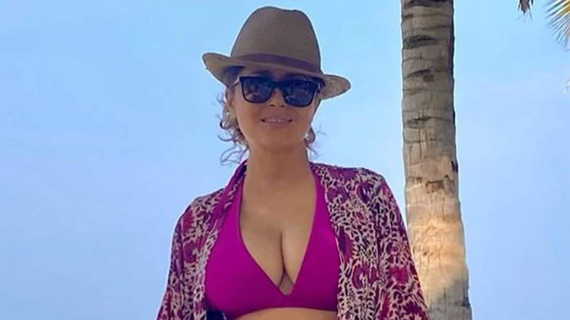 Salma Hayek shows cinched waist in stunning bathing suit photo