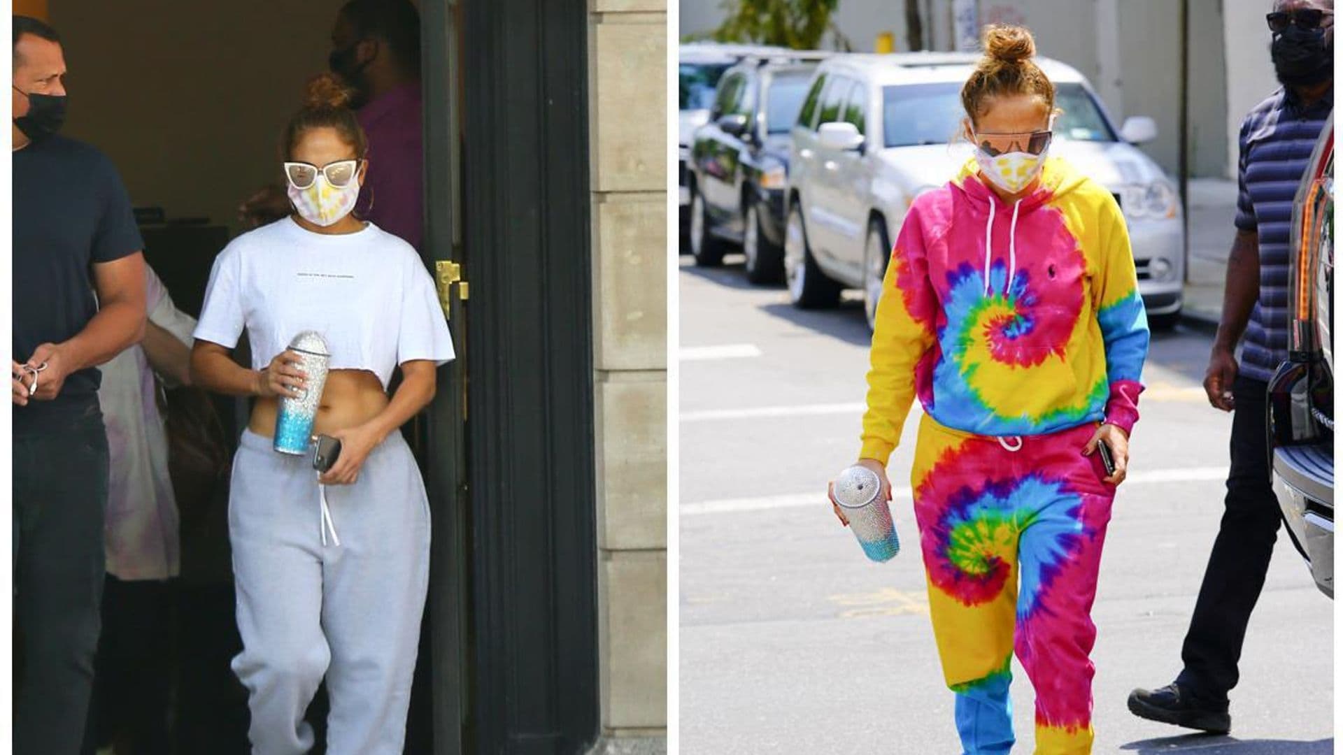 Jennifer Lopez Seen Out in New York City Wearing Bedazzled and Psychedelic Athleisure Looks