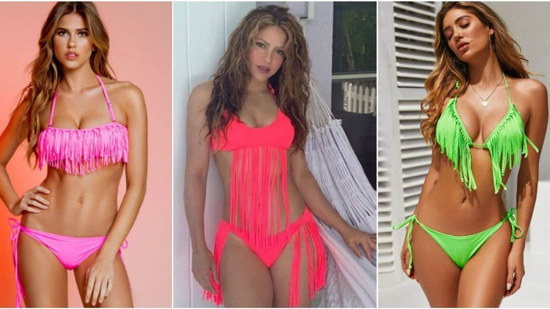 Shakira hot pink bikini clones