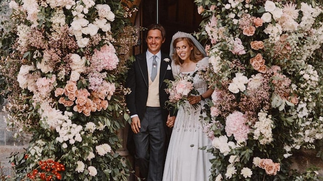 Princess Beatrice and Mr. Mapelli Mozzi are photographed leaving the church following the service.