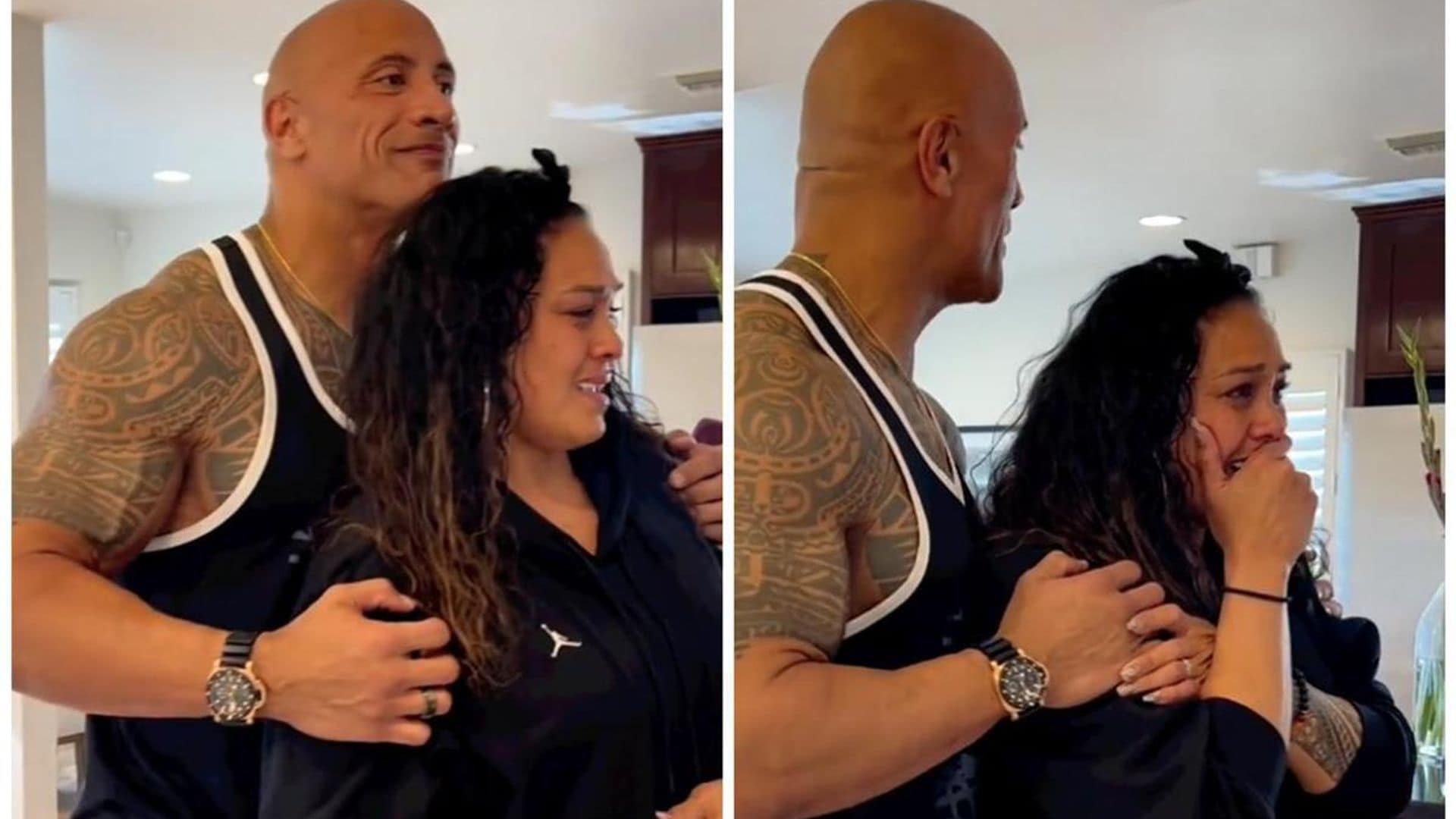 Emotional moment: Dwayne Johnson surprises his cousin with a new home, after gifting one to his mom