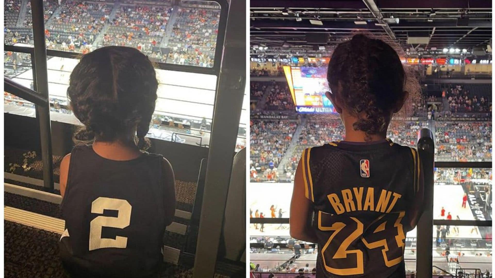 Vanessa Bryant's daughters Bianka and Capri wear jerseys honoring Kobe and Gianna