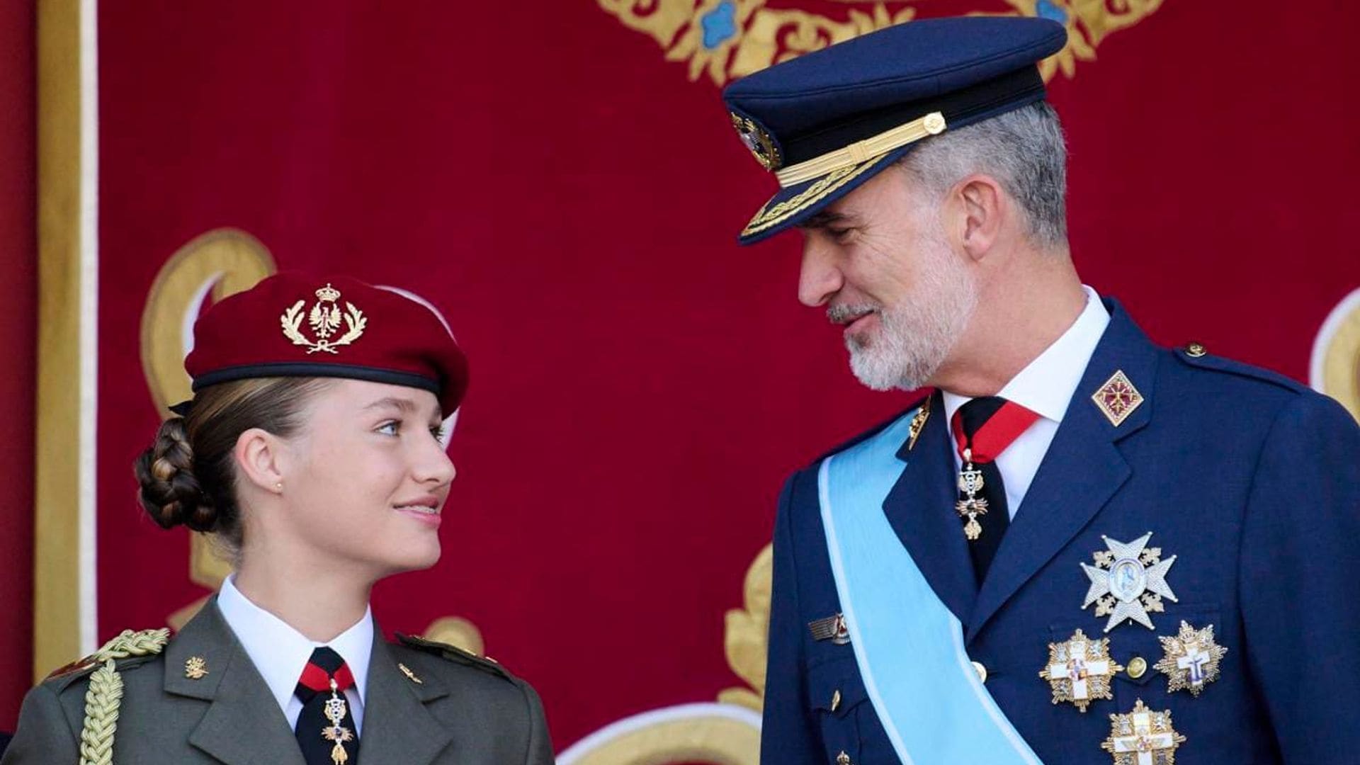 Princess Leonor wears uniform for engagement with dad King Felipe