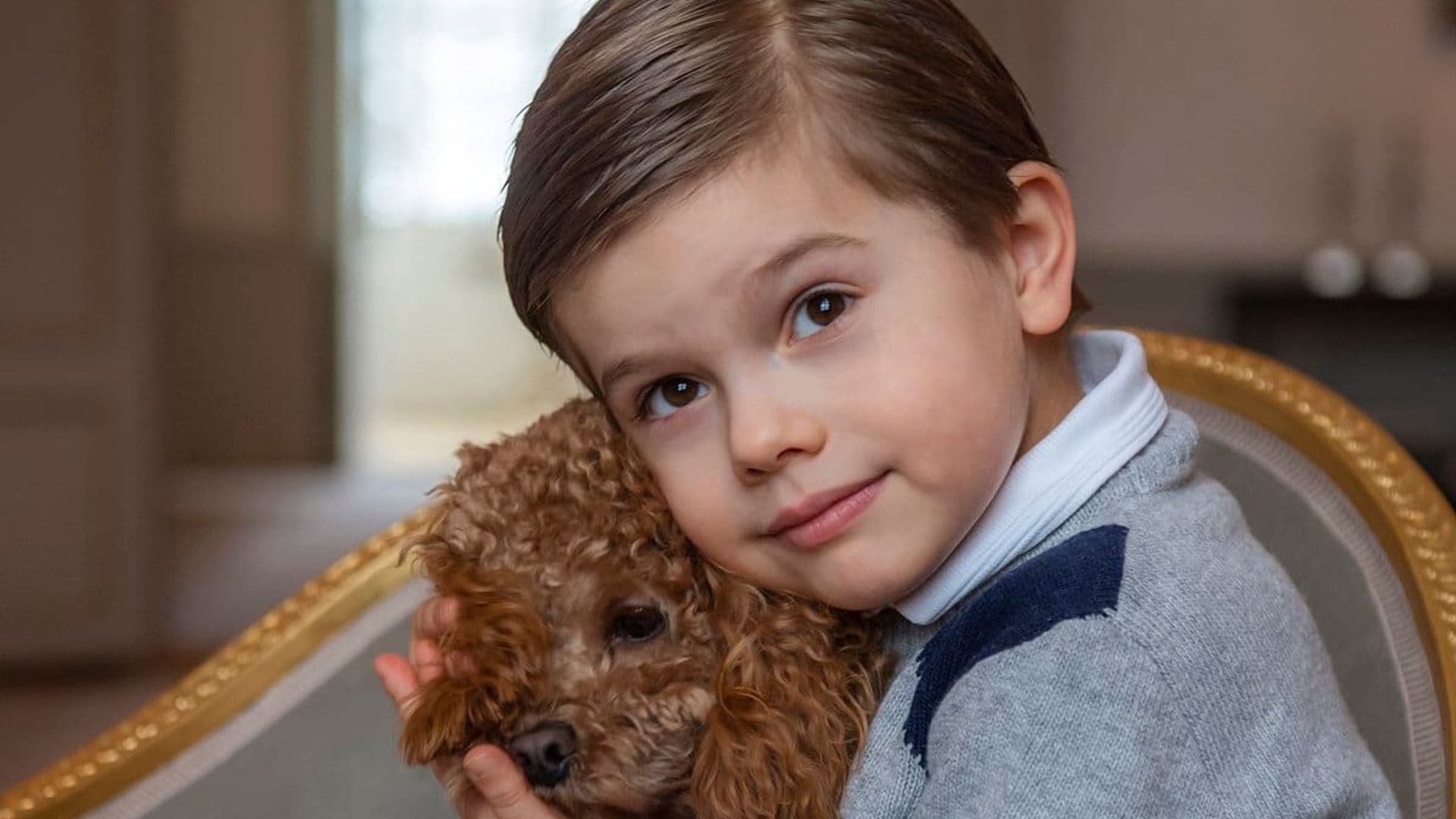 Prince Oscar celebrates 5th birthday with new portraits featuring sister Estelle and family pup