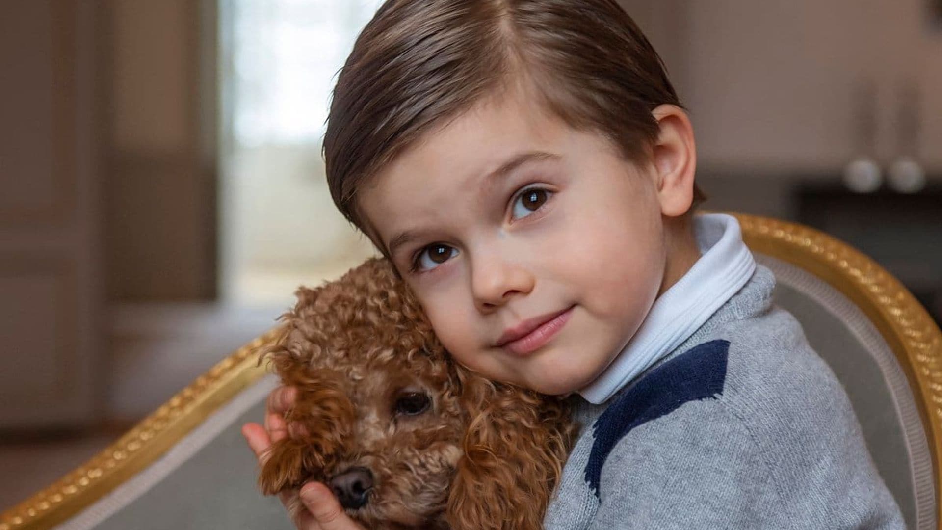 Prince Oscar celebrates 5th birthday with new portraits featuring big sister Estelle and family pup