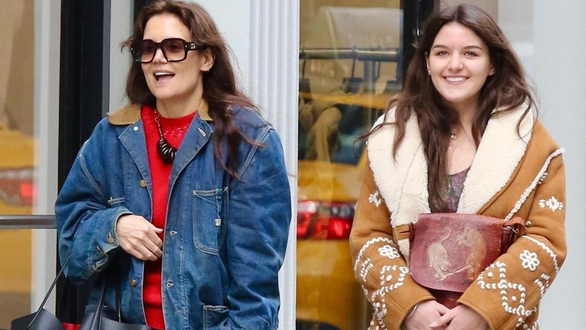 Suri Cruise and Katie Holmes step out looking almost identical
