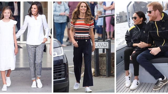Kate Middleton, Meghan Markle, Queen Letizia white sneakers