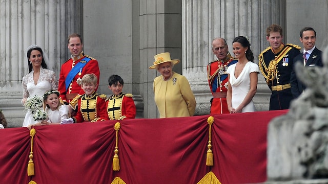 TODAY -- "Royal Wedding" Pictured: (l-r) Michael Middleton, Carole Middleton, Prince Charles, Camilla Duchess of Cornwall, bridesmaids Grace van Cutsem, Lady Louise Windsor, Eliza Lopes, Catherine Duchess of Cambridge and Prince William, Hon. Margarita Armstrong-Jones, page boys Tom Pettifer, William Lowther-Pinkerton, Queen Elizabeth II, Prince Philip, Philippa Middleton, Prince Harry, James Middleton during the Royal Wedding of Prince William and Catherine Middleton on April 29, 2011 in London, England  (Photo by Mark Allan/NBCU Photo Bank/NBCUniversal via Getty Images via Getty Images)