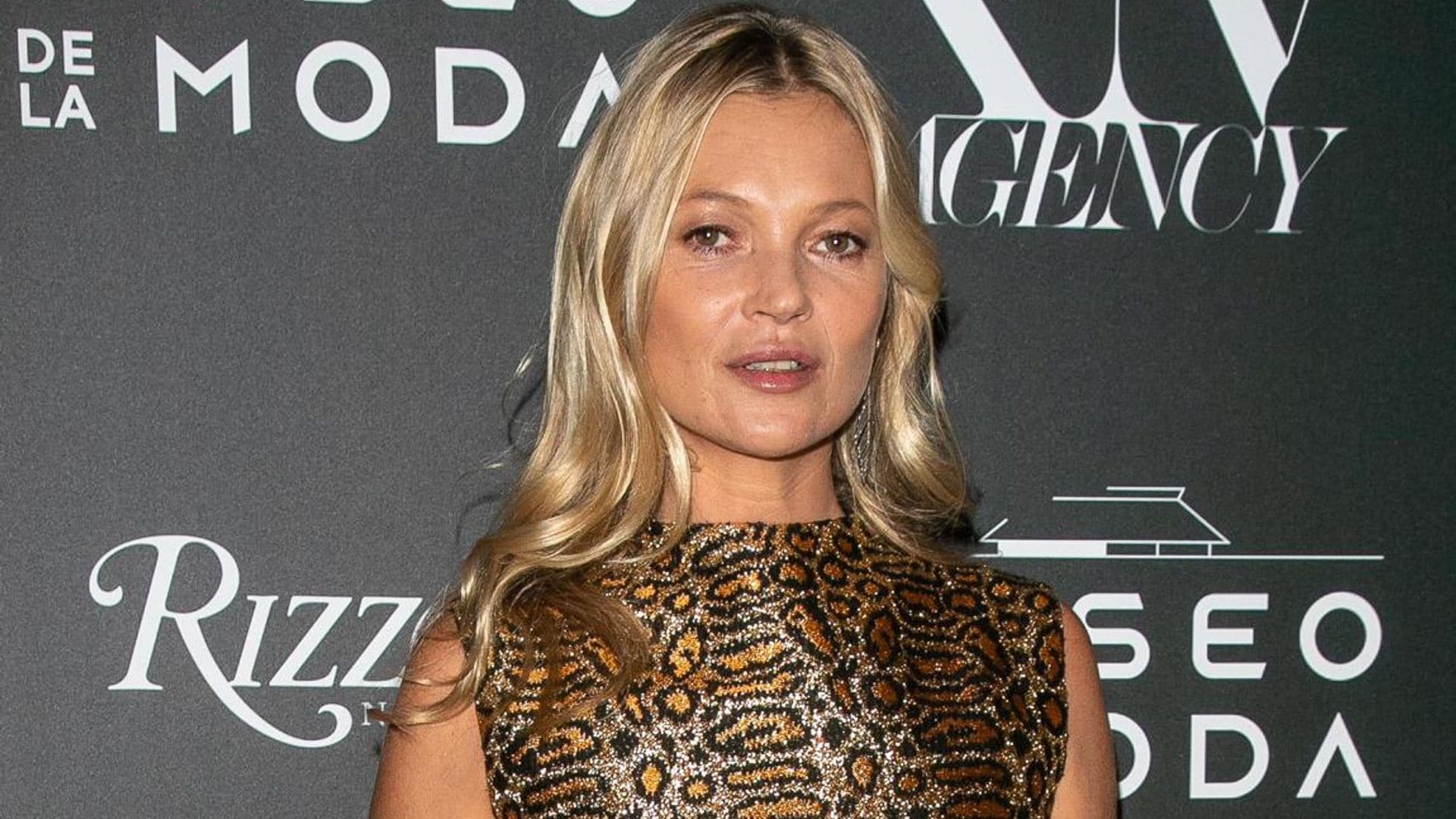 Kate Moss wears a diamond ring on her finger but not for the reason you’d expect