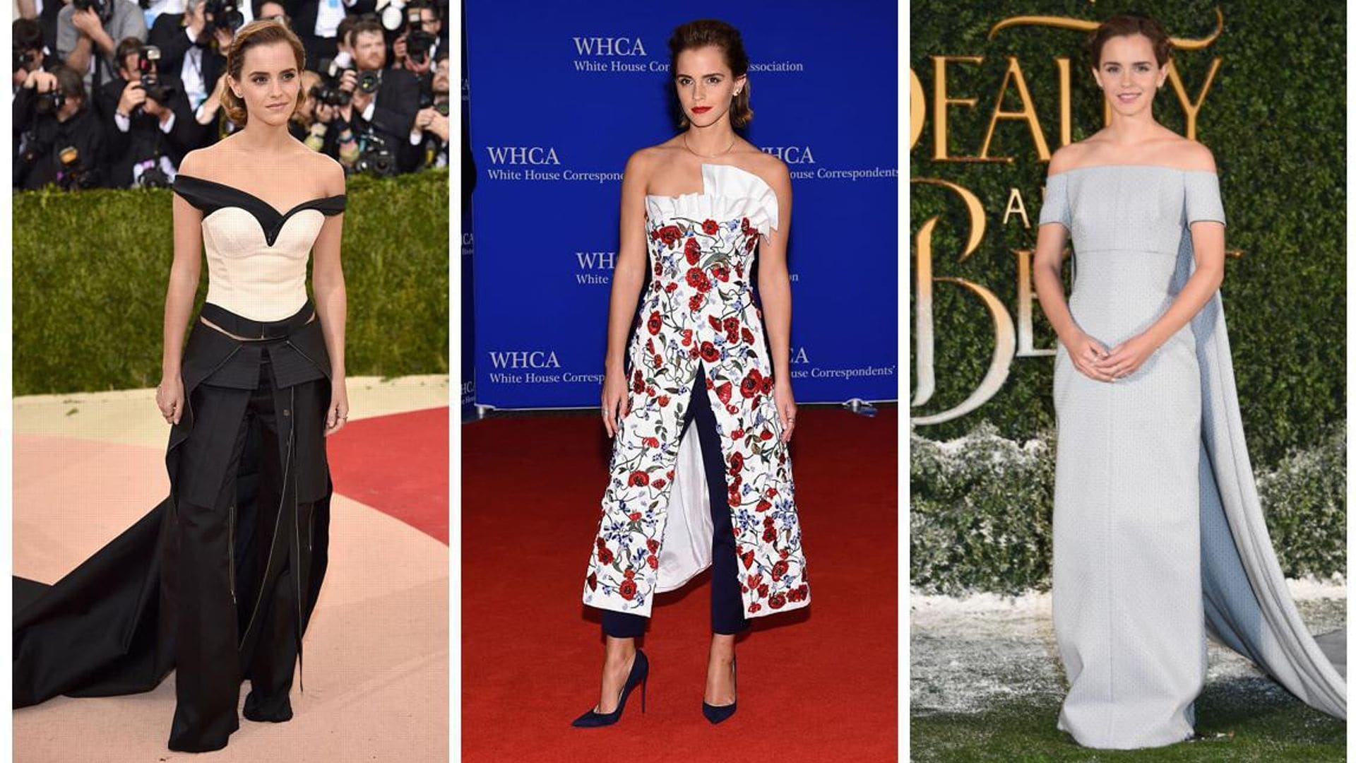 Emma Watson con tres propuestas de vestidos sobre la alfombra roja