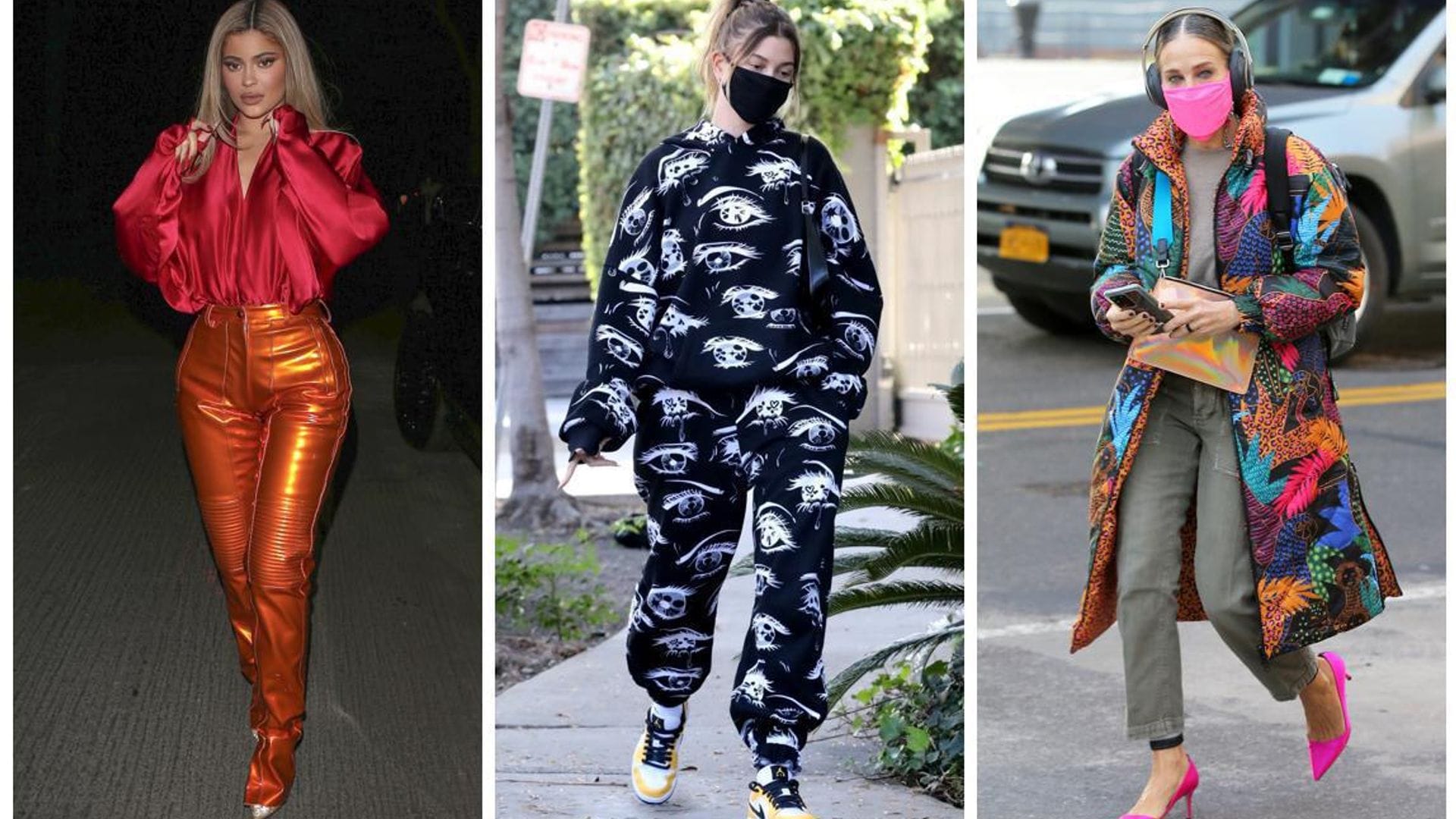 Kylie Jenner, Hailey Bieber, Sarah Jessica Parker street style.