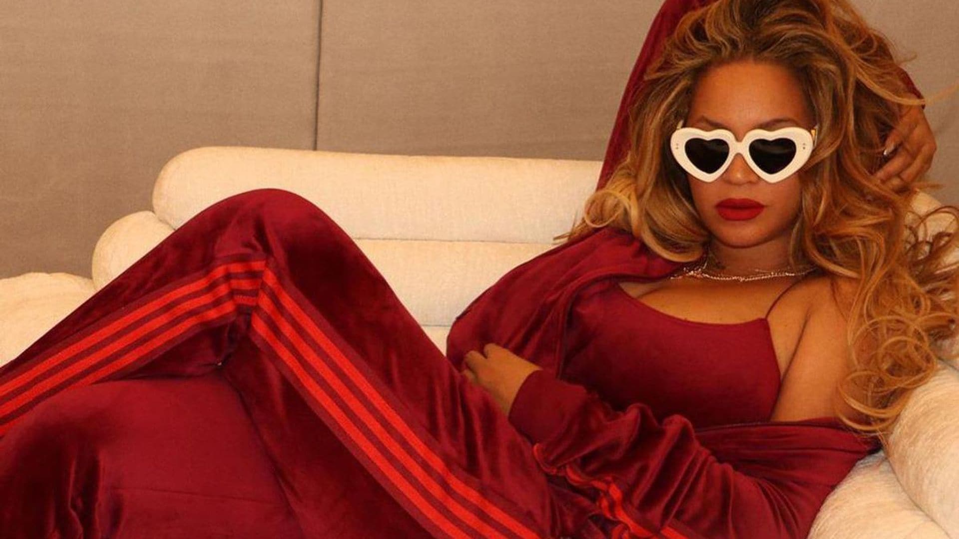 Beyoncé wears head-to-toe velour for Ivy Park’s Valentine’s Day collection