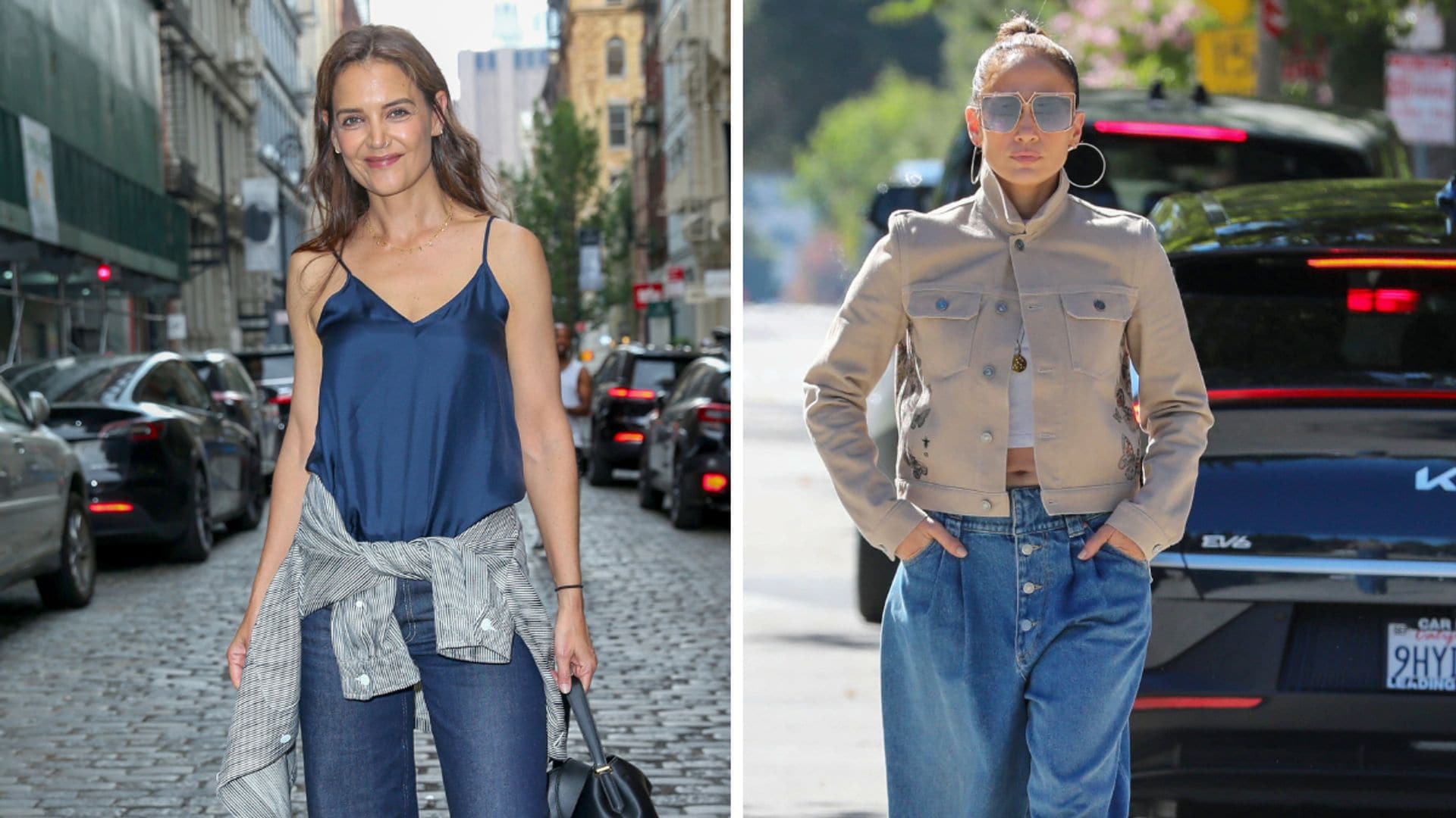 Katie Holmes joins Jennifer Lopez's denim trend: Who wore it best?