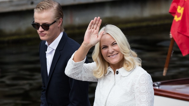 Crown Princess Mette-Marit of Norway and her son Marius 