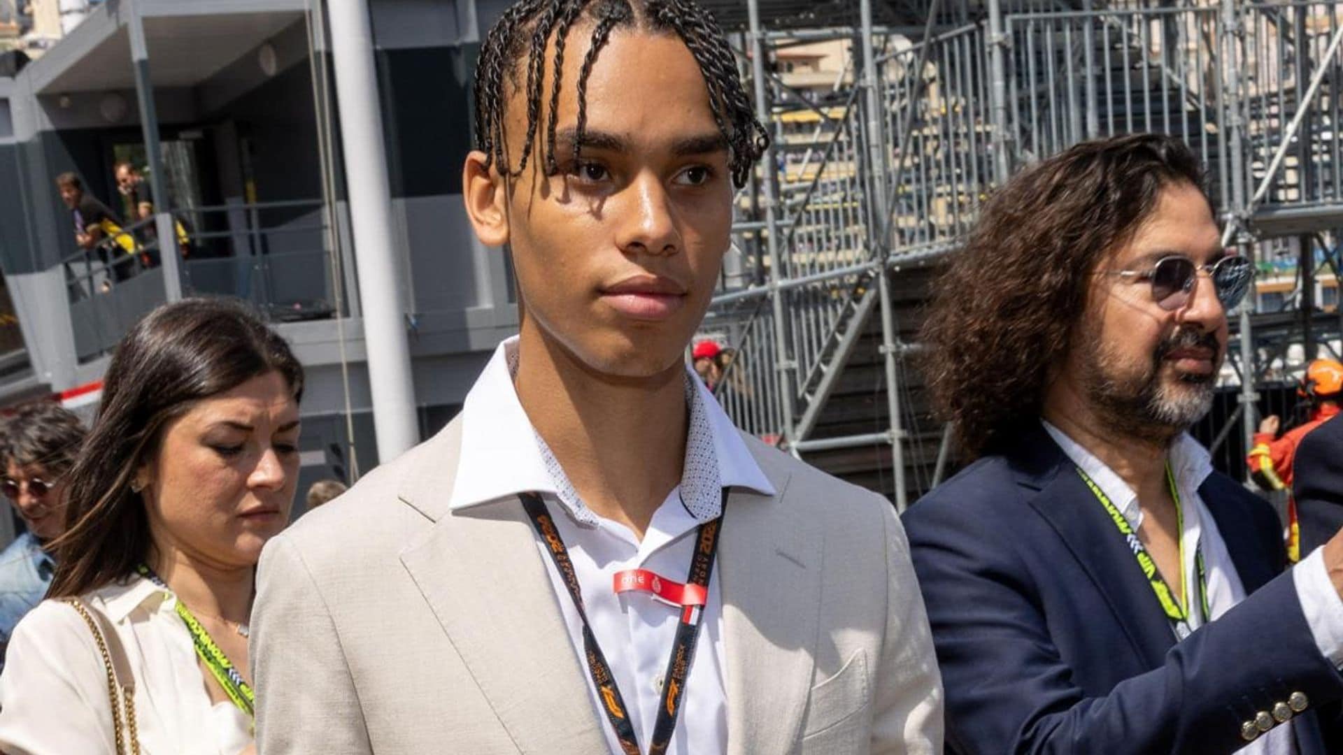 Prince Albert's son Alexandre makes appearance at Monaco Grand Prix with family member