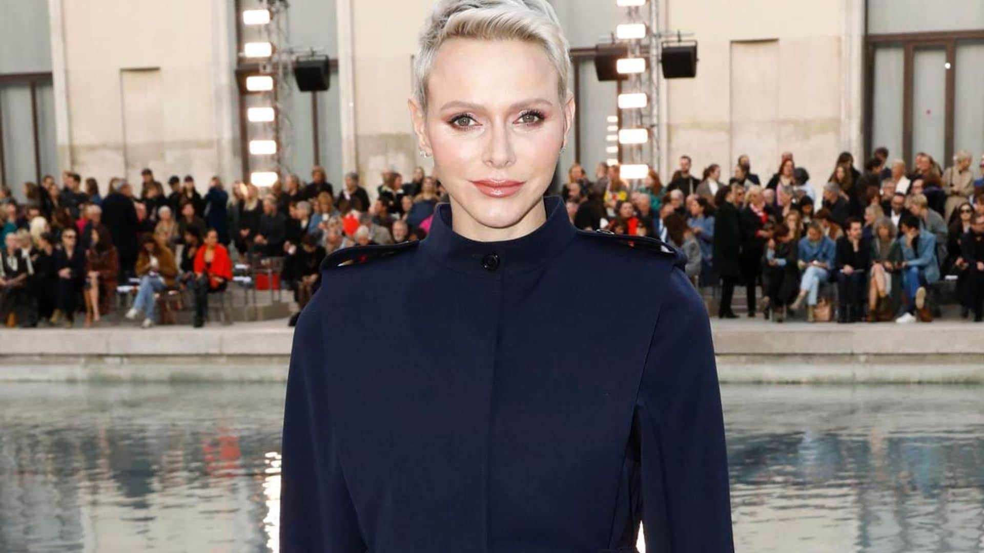 Princess Charlene sits front row at Paris Fashion Week show