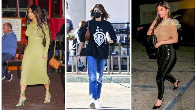 Kim Kardashian, Kaia Gerber, and Kylie Jenner style