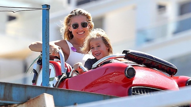 Elsa Pataky enjoys a day with her kids at Luna Park in Sydney, Australia