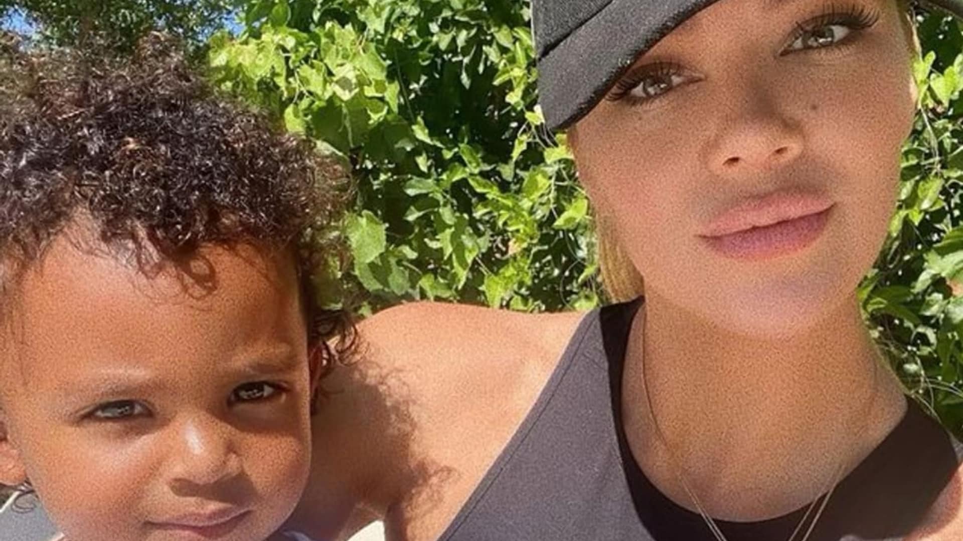 Khloe Kardashian poses with Psalm West