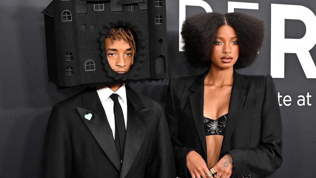 2025 Grammys: Willow Smith poses in embellished micro shorts while Jaden Smith wears a castle on his head