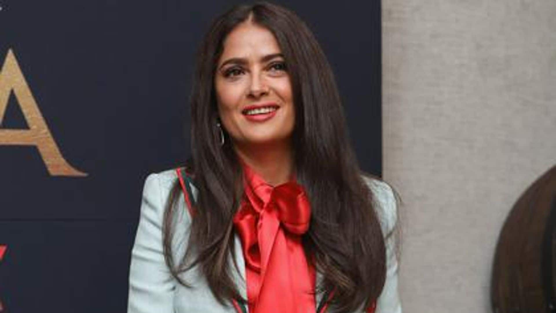 Salma Hayek channeled '70s fashion and wore the world's tallest platform shoes