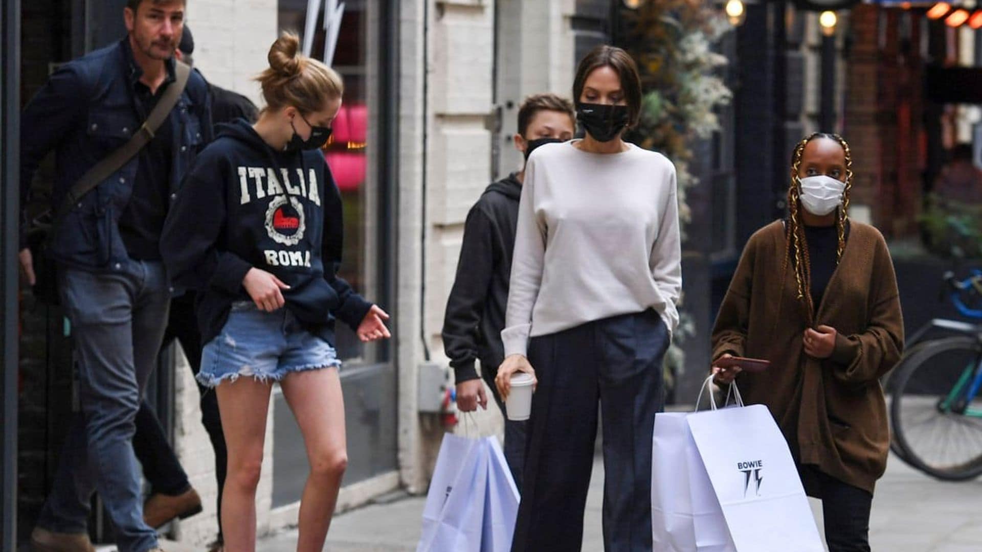 Angelina Jolie and her kids visit David Bowie pop-up store in London’s Mayfair