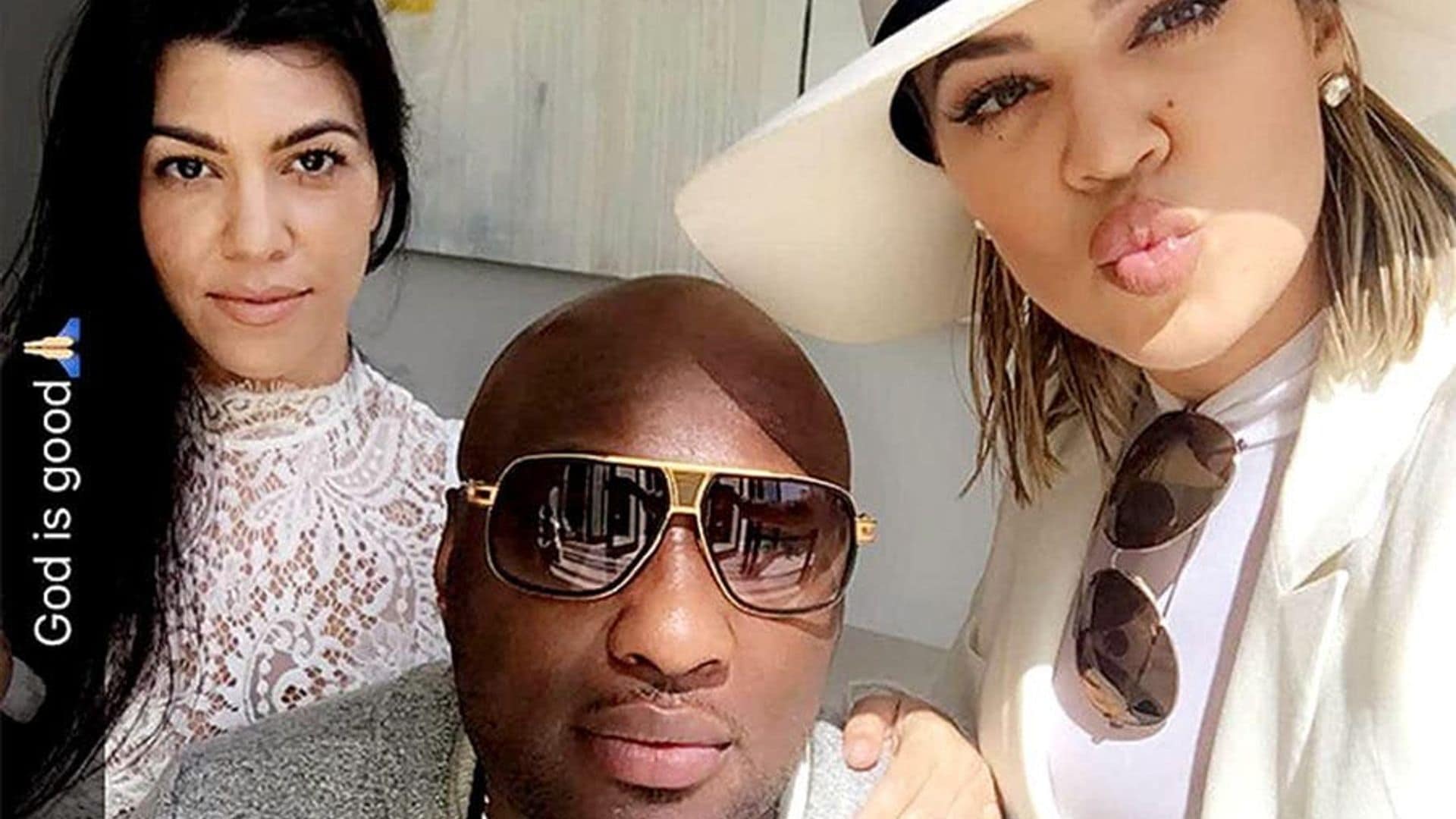 Lamar Odom spends Easter with the Kardashian family at Kim and Kanye's new home