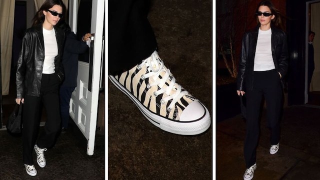 Kendall Jenner wearing zebra Converse