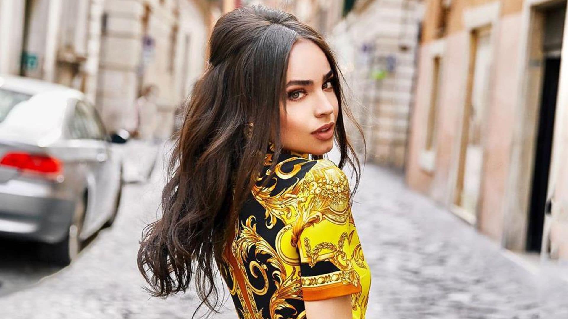 Sofia Carson stops the traffic in Versace while in Rome