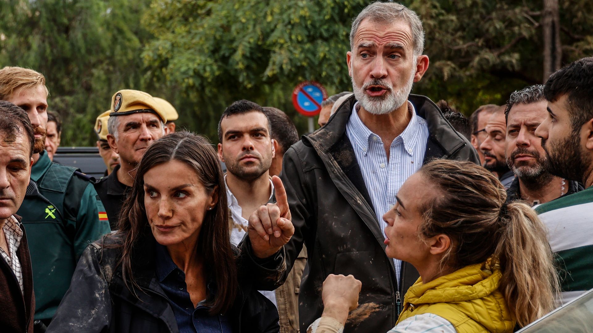 Queen Letizia and King Felipe of Spain have mud thrown at them