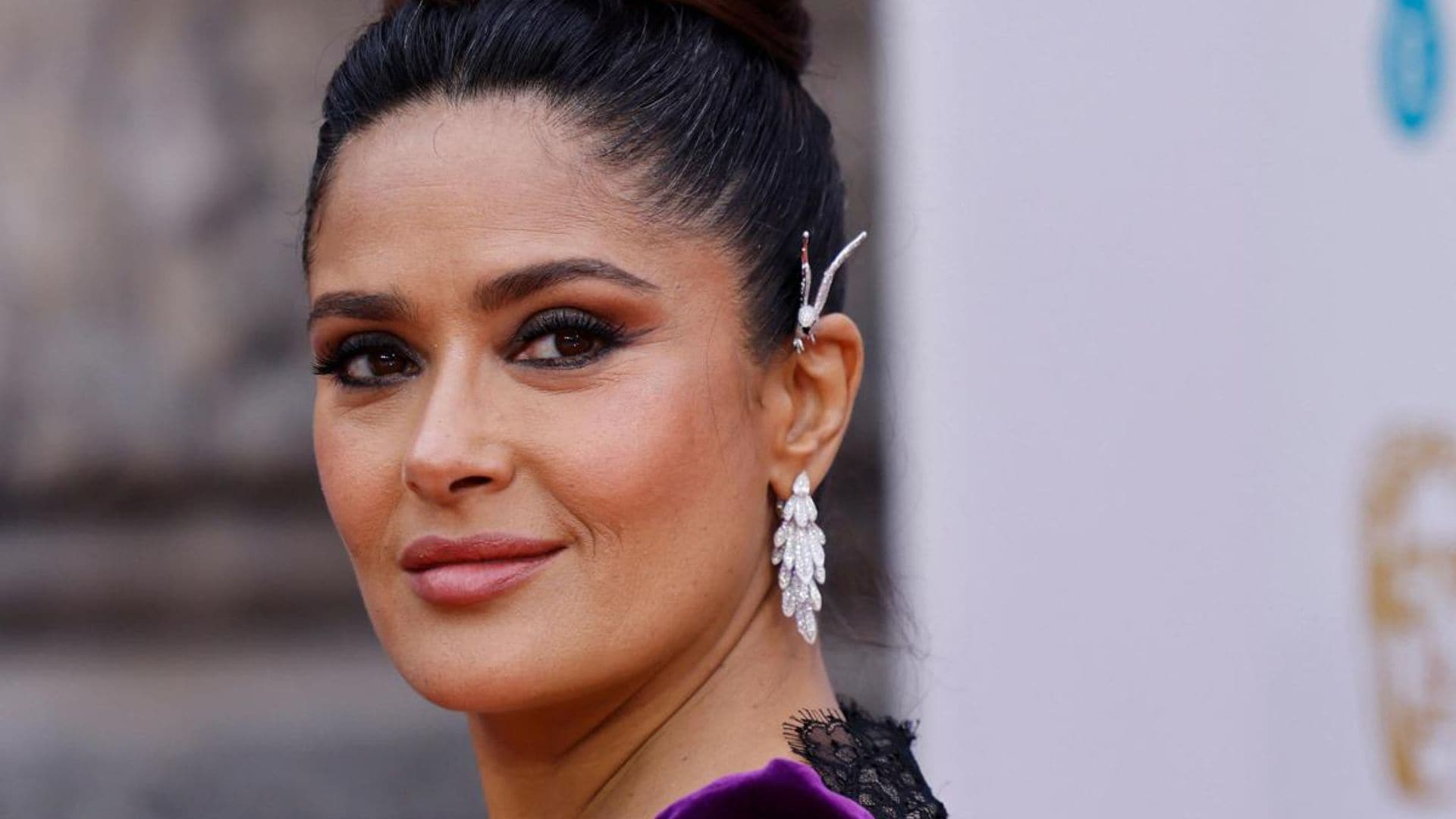 Salma Hayek pays her respects to Queen Elizabeth II and UK’s military