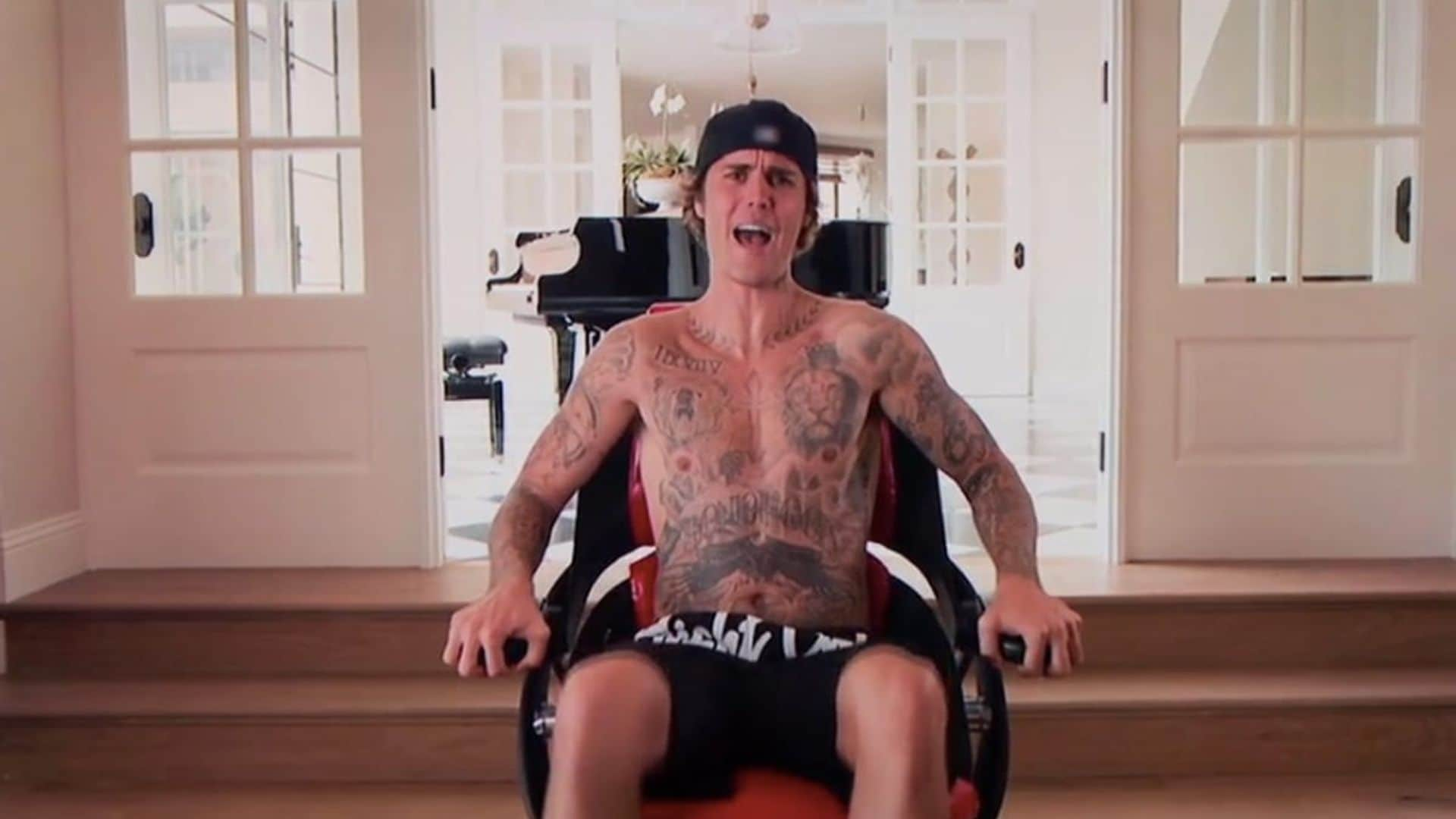 Justin Bieber endorses office chair shirtless on ‘Shark Tank’