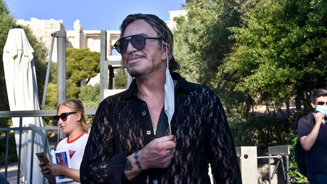 Mickey Rourke visits the Acropolis in Athens