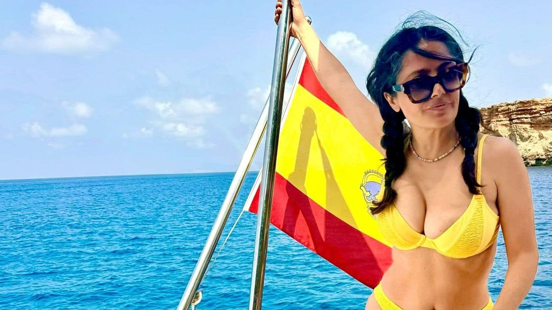 Salma Hayek sizzles in Ibiza, flaunting her curves in a bold yellow bikini