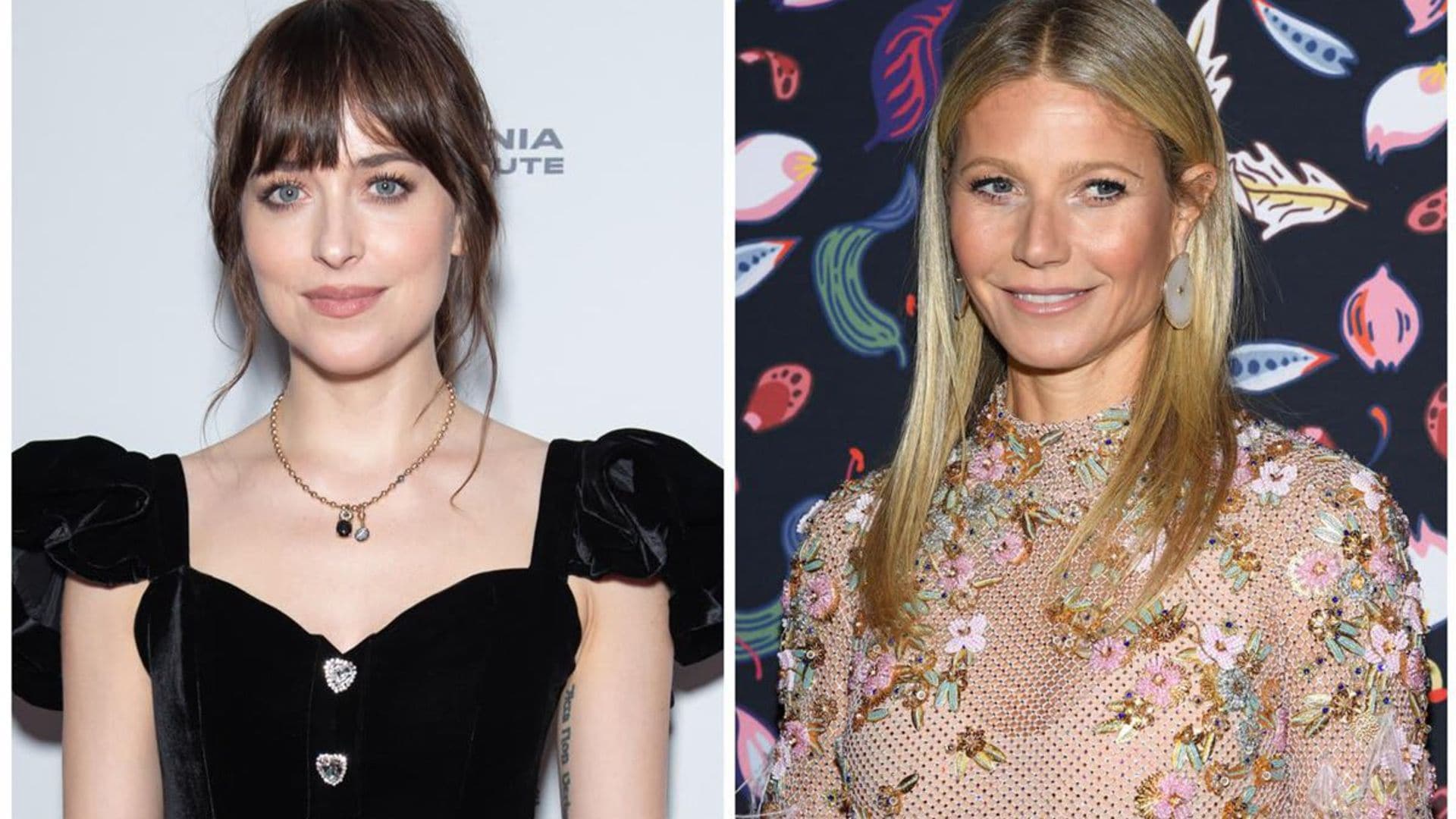 Dakota Johnson and Gwyneth Paltrow are all smiles together at Gucci Fashion Show