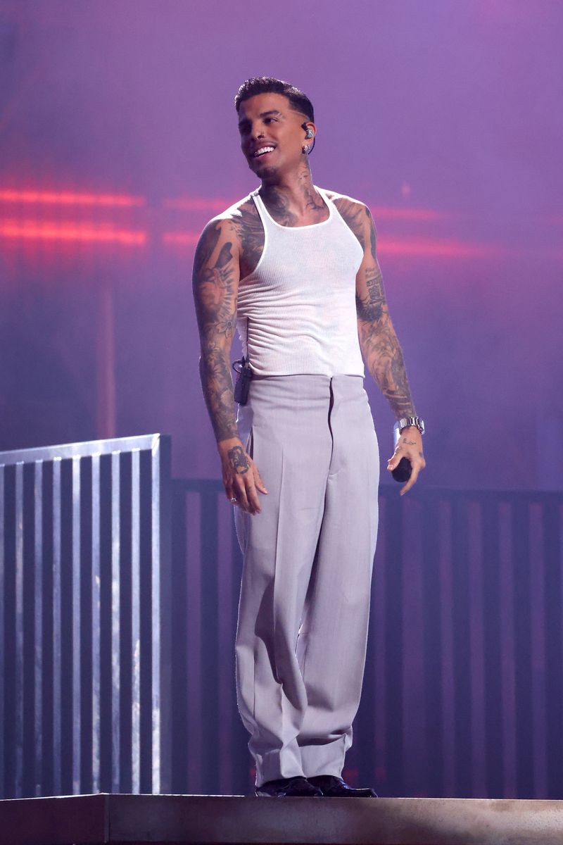 Rauw Alejandro performs onstage during the 2024 MTV Video Music Awards at UBS Arena on September 11, 2024, in Elmont, New York.  (Photo by Mike Coppola/Getty Images for MTV)