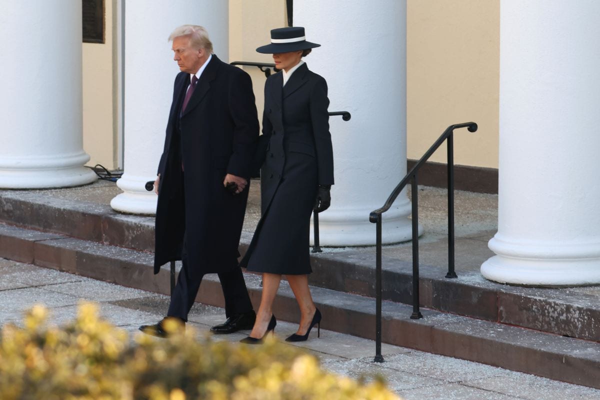 WASHINGTON, DC - JANUARY 20: Melania Trump and U.S. President-elect Donald Trump leave after services at St. John's Church as part of Inauguration ceremonies on January 20, 2025 in Washington, DC. Donald Trump takes office for his second term as the 47th president of the United States. (Photo by Scott Olson/Getty Images)