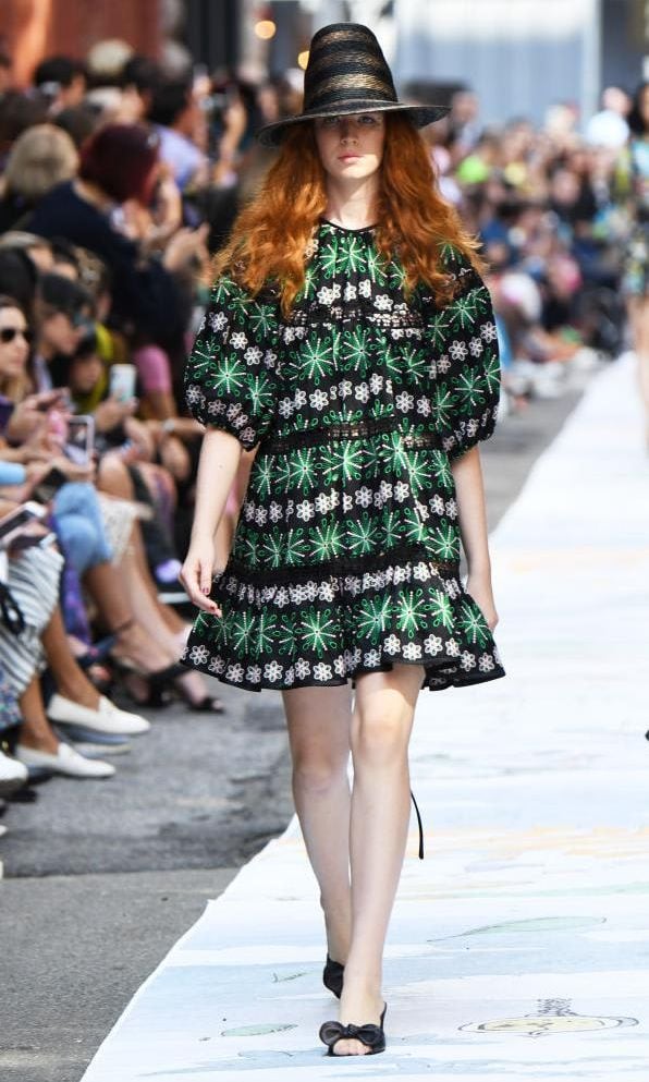 Black bow sandals on the Cynthia Rowley runway