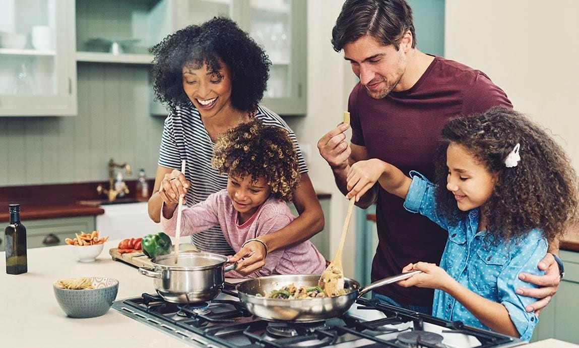 Family cooking together