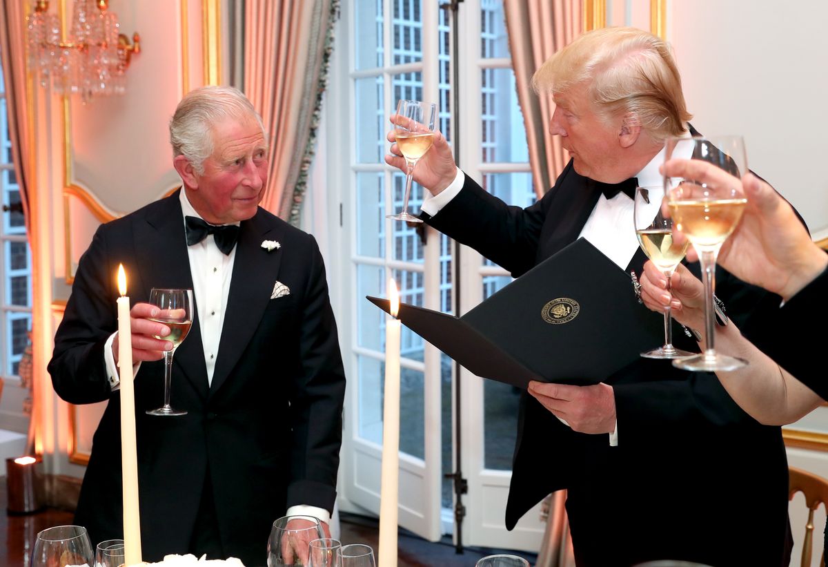 King Charles and President Trump pictured at a dinner in 2019