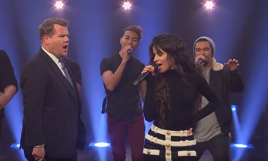 Camila Cabello and James Corden singing battle