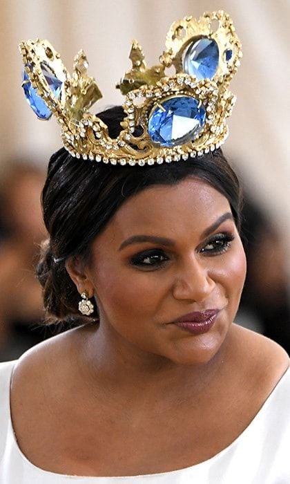 <I>A Wrinkle in Time</I> star Mindy Kaling was a true queen in a gorgeous oversized crown by Greek jewelry designer Pericles Kondylatos.
Photo: Mike Coppola/MG18/Getty Images for The Met Museum/Vogue