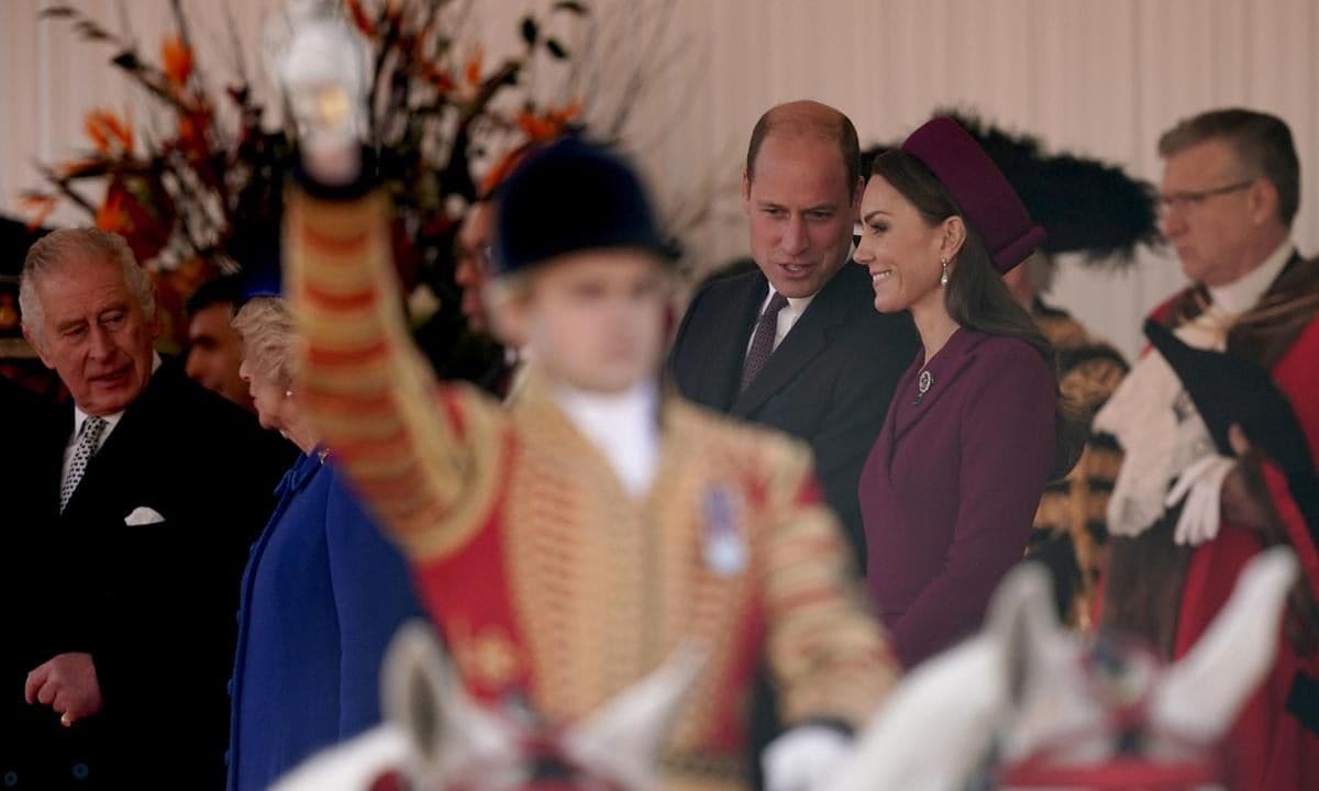 The royal couple shared a moment during the ceremony.