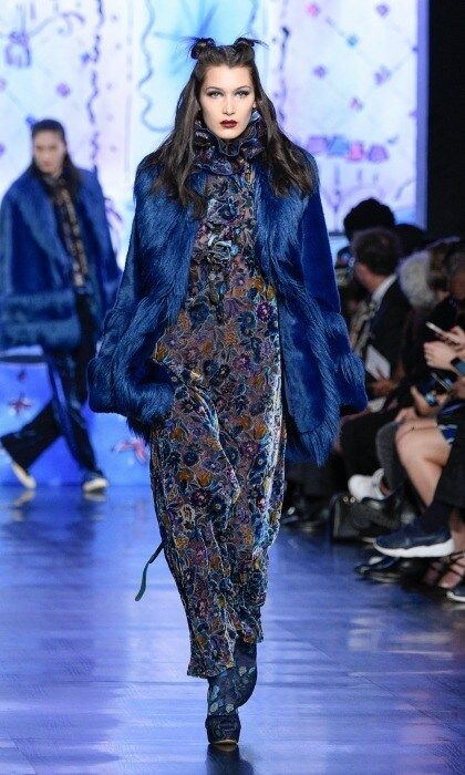 Bella Hadid had the right shade of blue during the Anna Sui runway show.
Photo: Peter White/WireImage