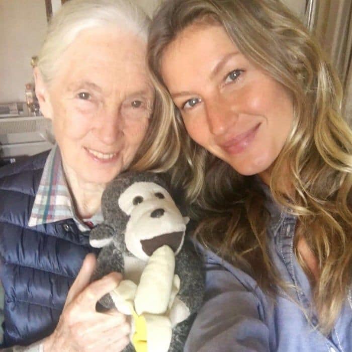 <a href="https://us.hellomagazine.com/tags/1/gisele-bundchen/"><strong>Gisele Bundchen</strong></a> and famed primatologist Dr. Jane Goodall kept it natural of course!
Photo: Instagram/@gisele