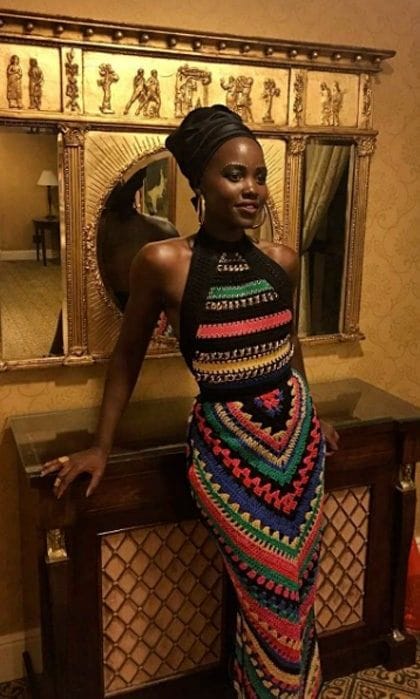 Lupita Nyong'o stunned wearing a multi-colored dress from the Balmain Resort 2017 collection for the <i>Queen of Katwe</i> premiere in Johannesburg, South Africa.
Photo: Instagram/@lupitanyongo