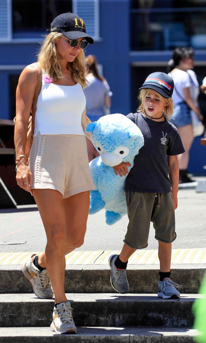 Elsa Pataky enjoys a day with her kids at Luna Park in Sydney, Australia