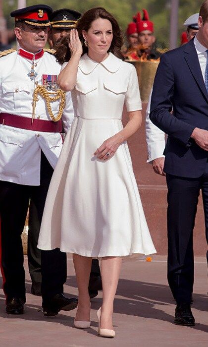 The royal beat the heat on day two while wearing a knee-length white frock by Emilia Wickstead paired with Rupert Sanderson heels.
<br>
Photo: Getty Images