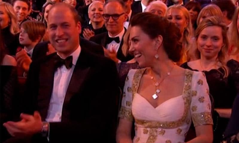 Kate Middleton and Prince William laughed at Brad's words during the BAFTAs ceremony